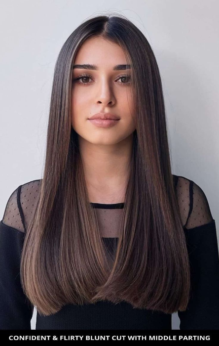 Try the sleek, center-parted straight hairstyle virtually for a polished 2025 look.