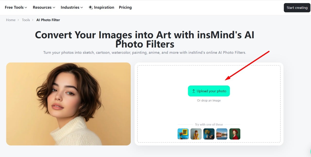 upload picture to generate ai profile picture