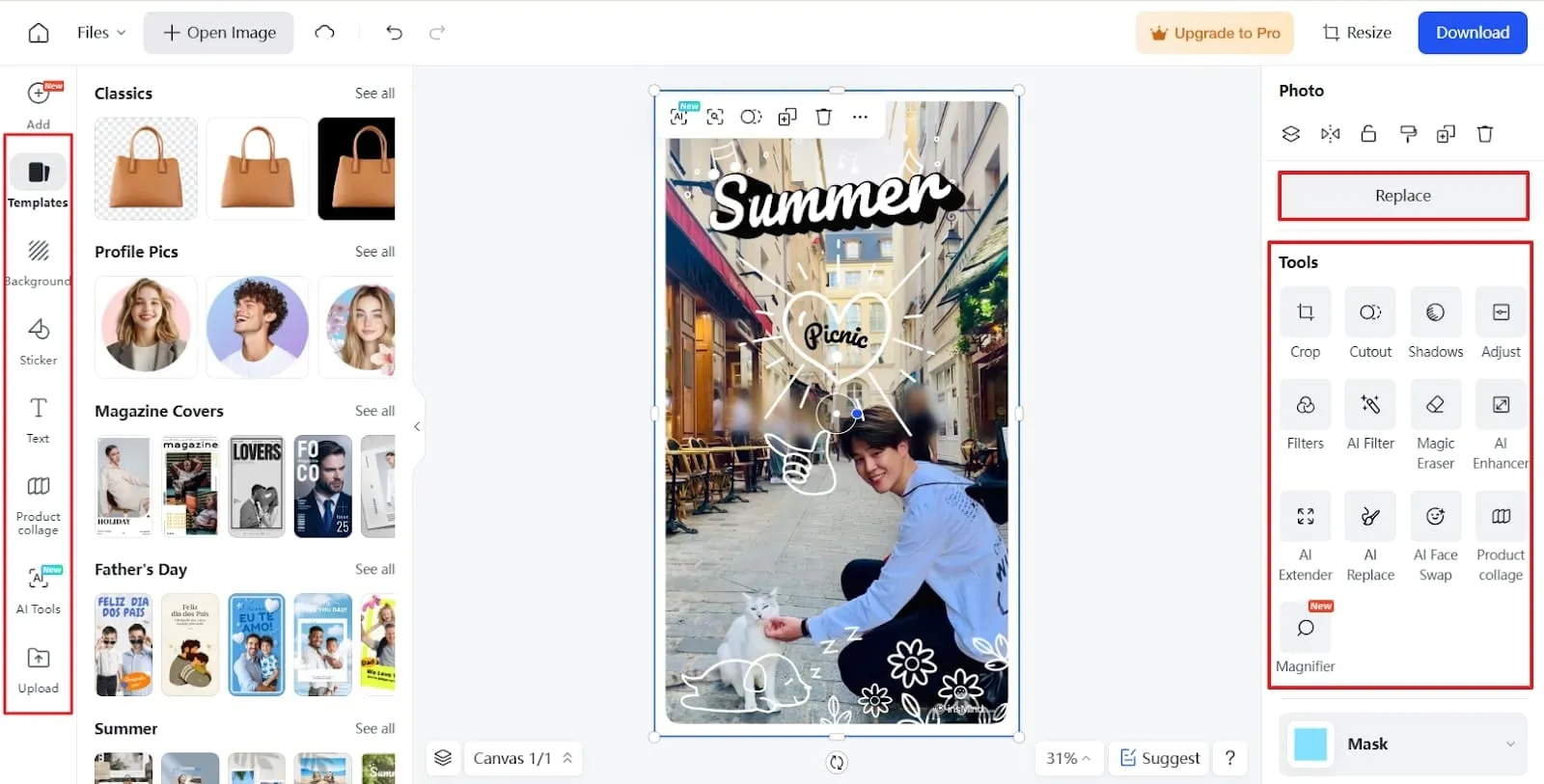 Replace Image And Explore Other Tools