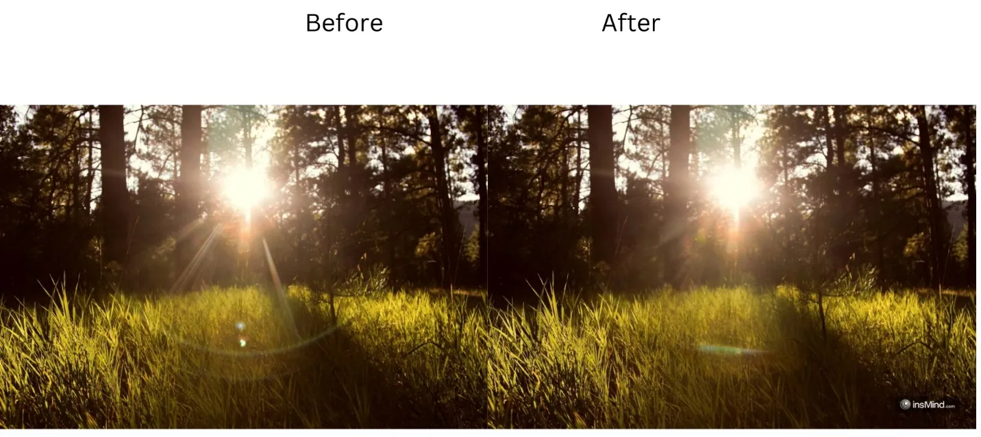 Compare original photo with glare to the AI-enhanced glare-free version.