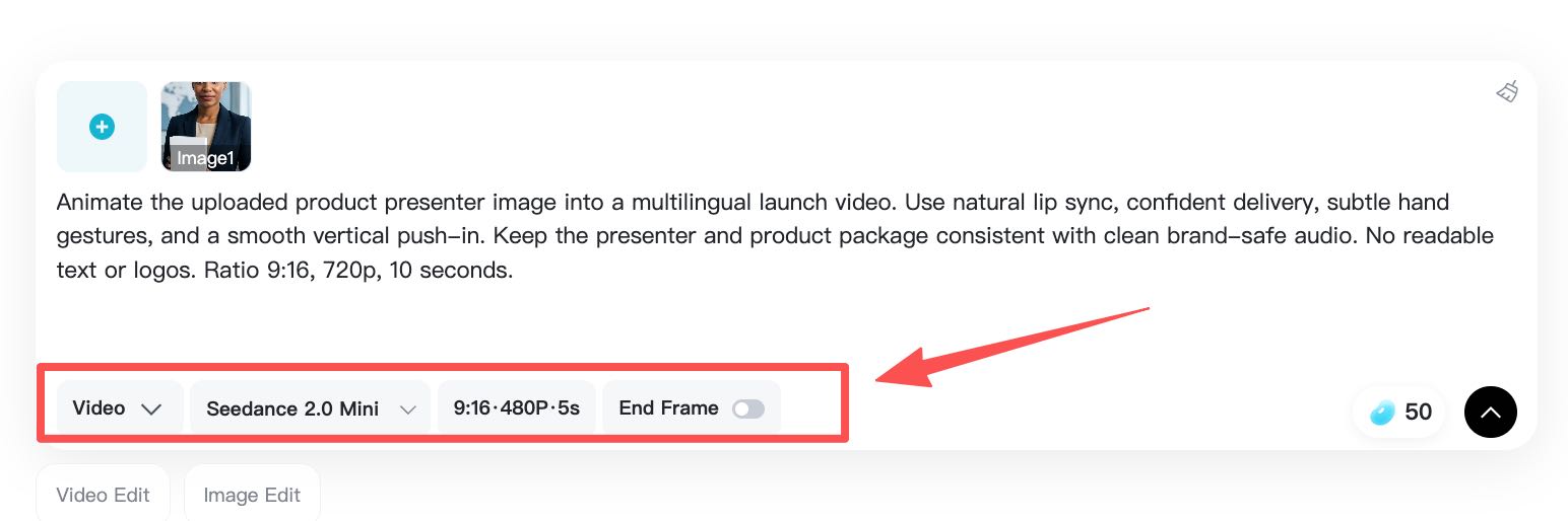 Set Video Options Video format and model settings for avatar generation.