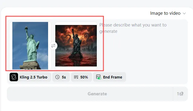 Upload the first and last frame images to control the video transition.
