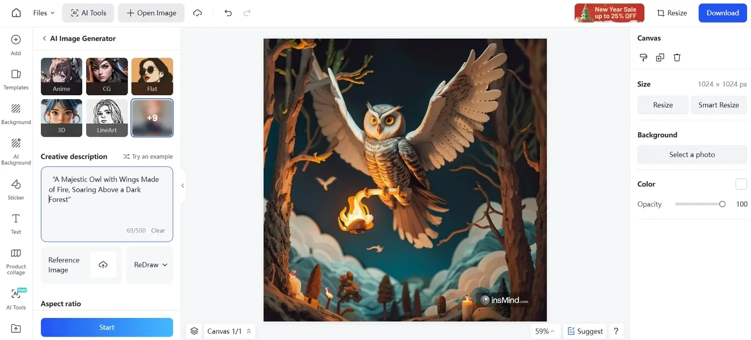 majestic owl prompt