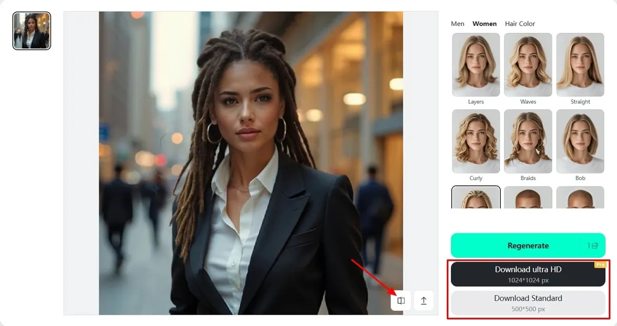 Download and save your Afro hairstyles for women in HD after virtual try-on.