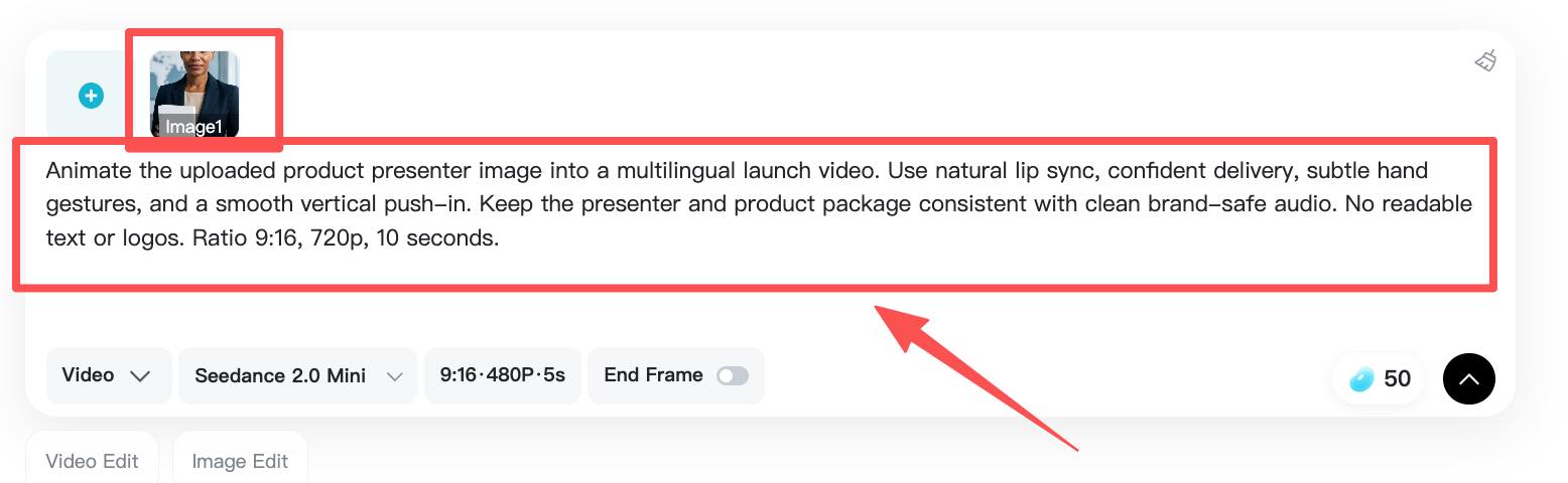 Add Avatar Script Portrait upload and script prompt for AI avatar video.