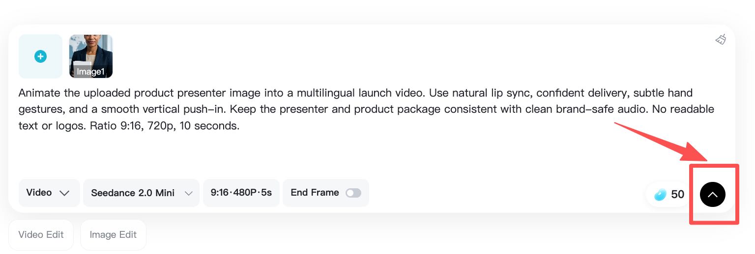 Generate Avatar Video Generate button starts the talking avatar video creation.