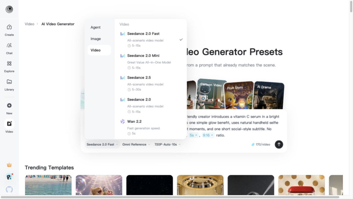Video model choices on insMind video generator Video model choices on insMind video generator