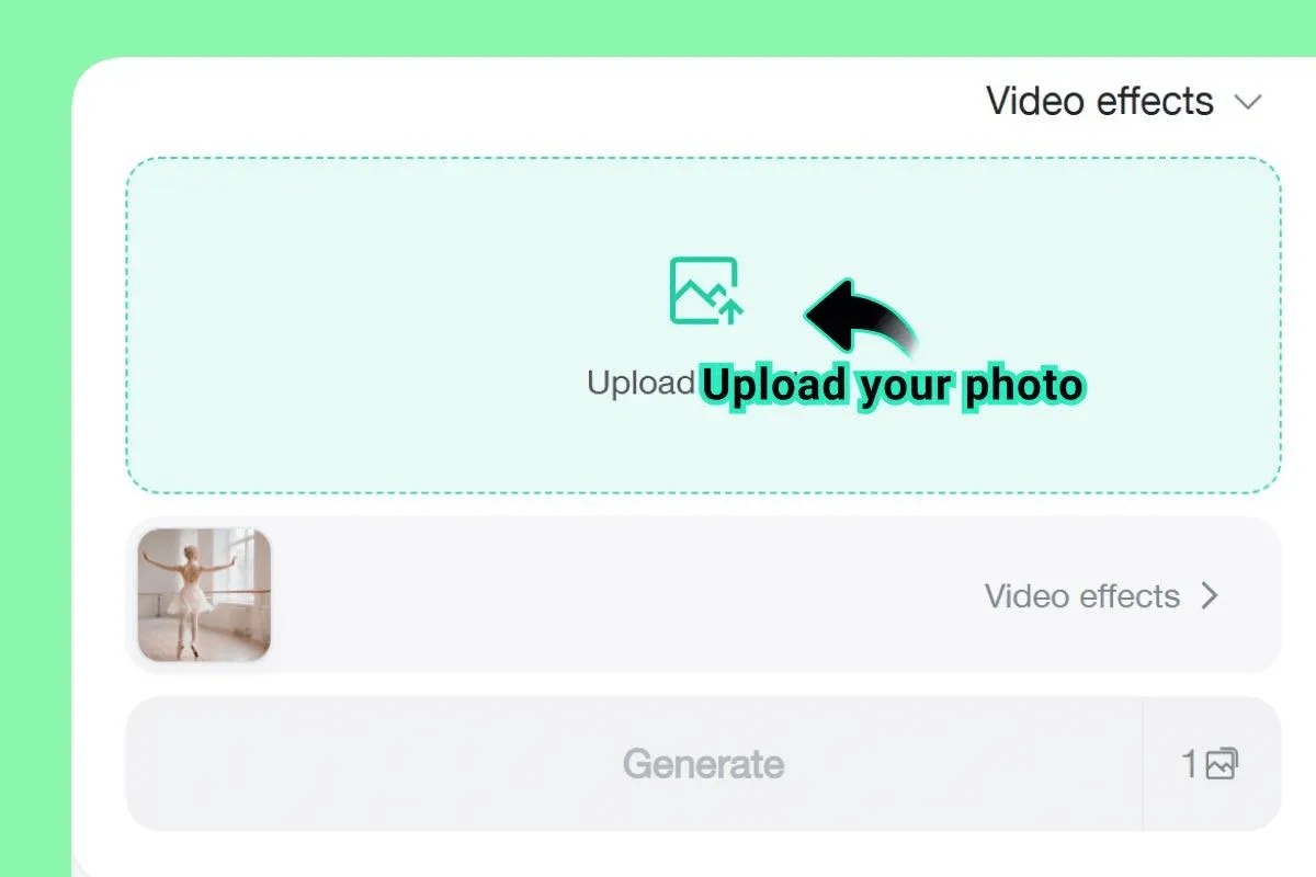 Upload an image to start generating a video using insMind.