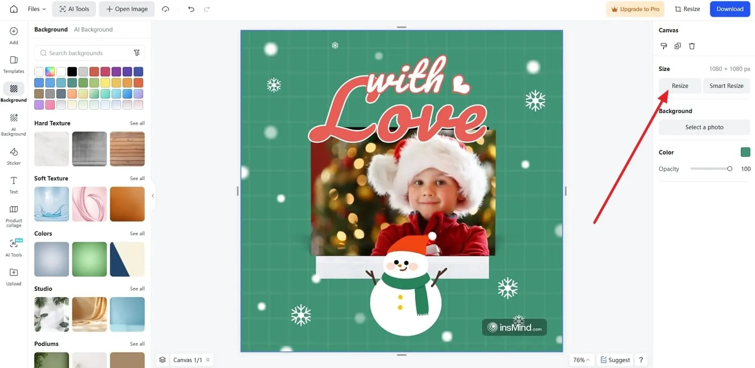 press resize button for your  christmas photo