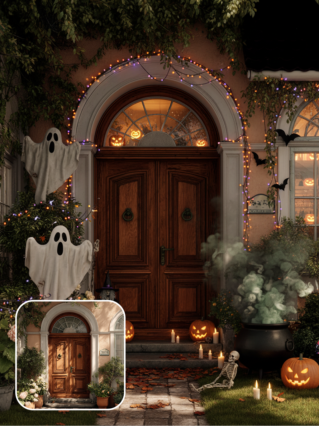 Hiasan Halloween di Depan Pintu