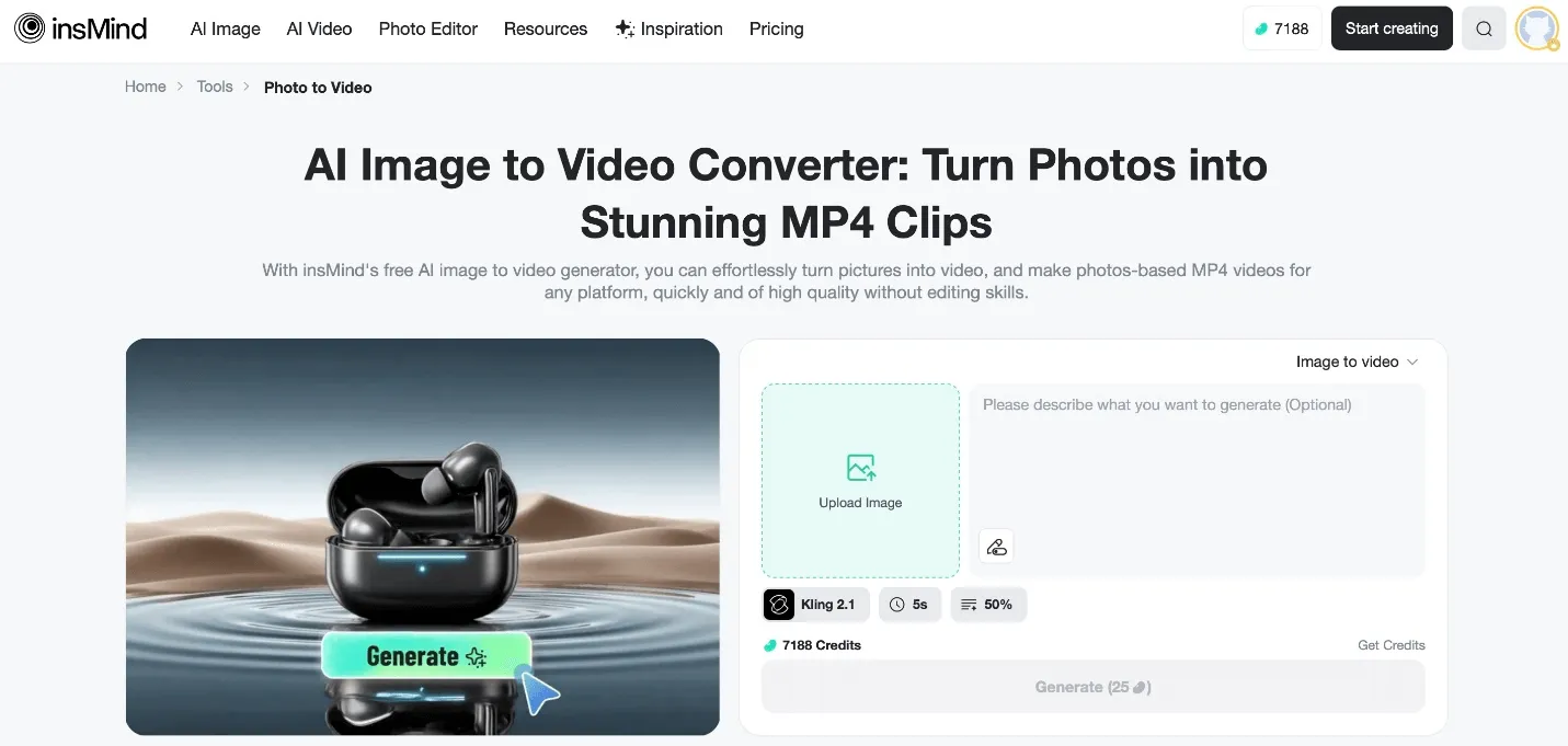 Start by uploading a static meme image to animate using AI.