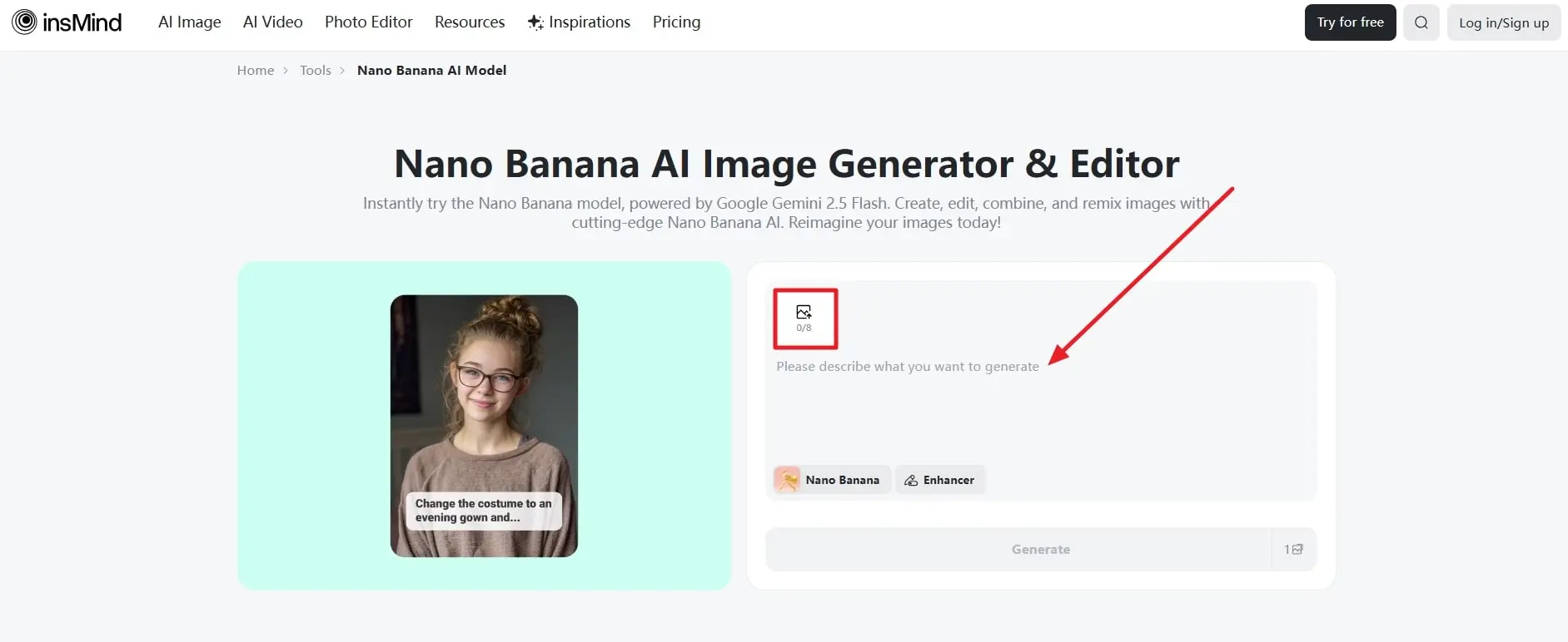 An image of a step showing enter prompt and upload image