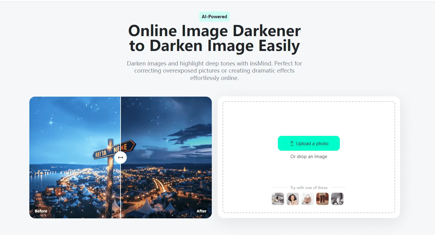 upload your photo to image darkener using insMind