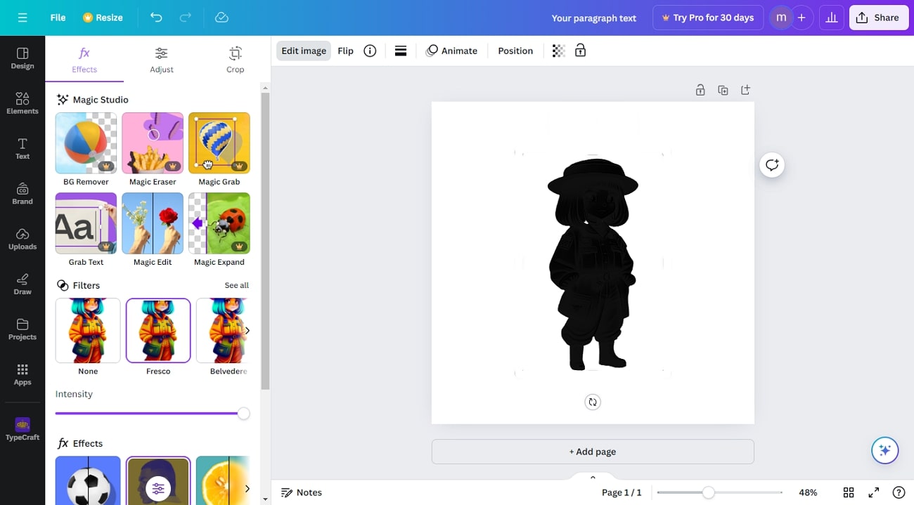 Screenshot of canva silhouette maker - How to Make a Silhouette