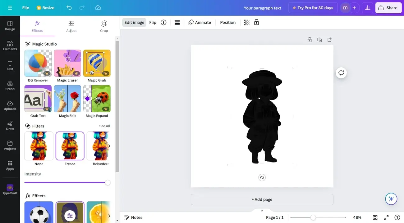 Screenshot of canva silhouette maker - How to Make a Silhouette