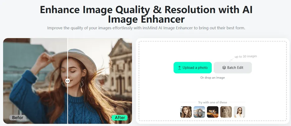 User enhancing an image with insMind