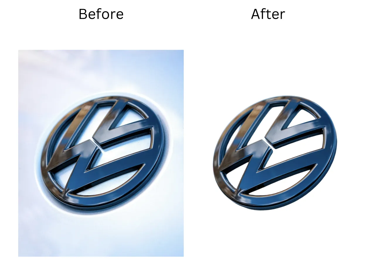 Demonstration image showing a photo before and after changing the Logo background using the insMind tool