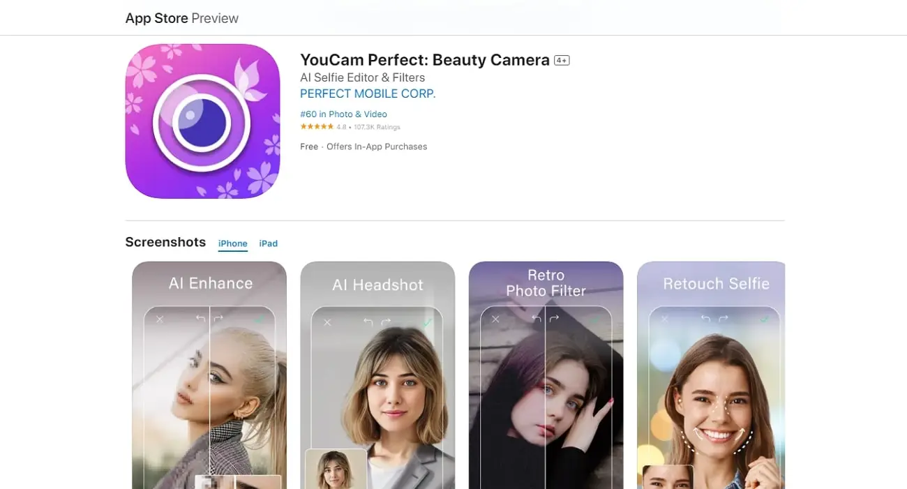 Use youcam perfect background changer app to change photo background on iPhone