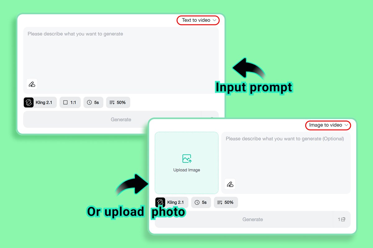 Input Prompt insMind text or image input options