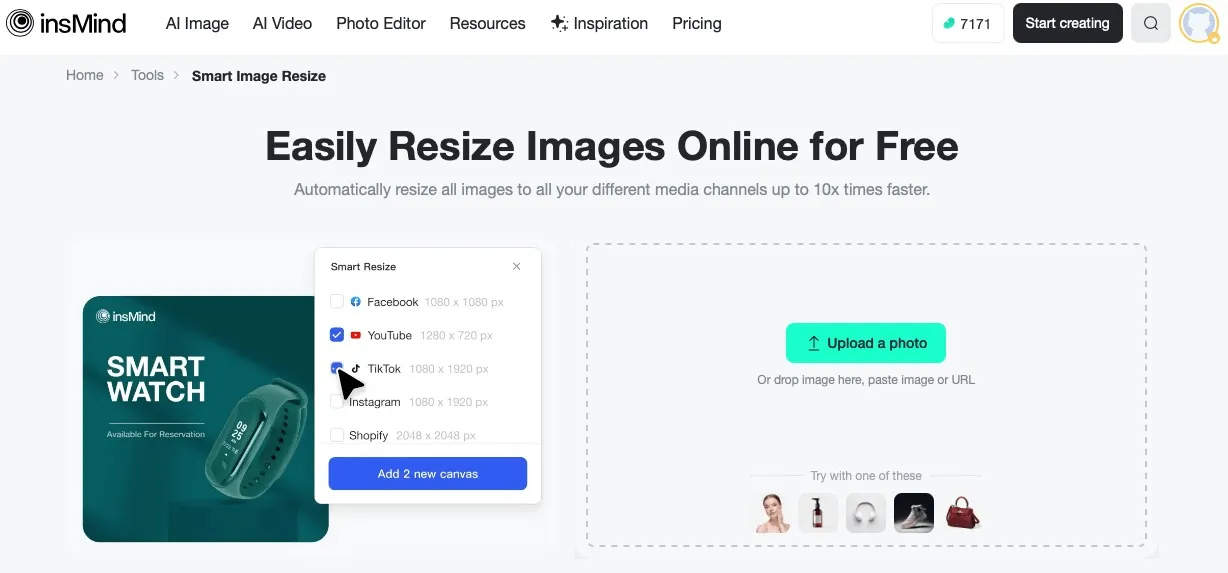 Instantly access insMind’s batch resizer without downloads or installation needed.