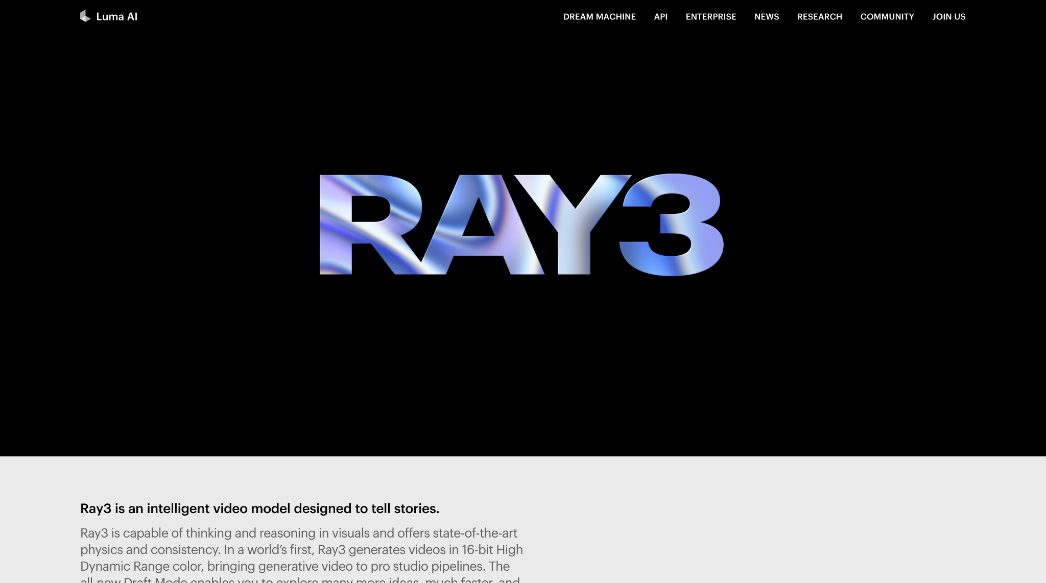 Displaying LumaRay’s AI video generator interface for transforming images into dynamic videos.