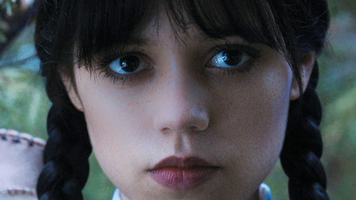 Cool tone contouring on cheekbones to create Wednesday Addams' sculpted gothic look