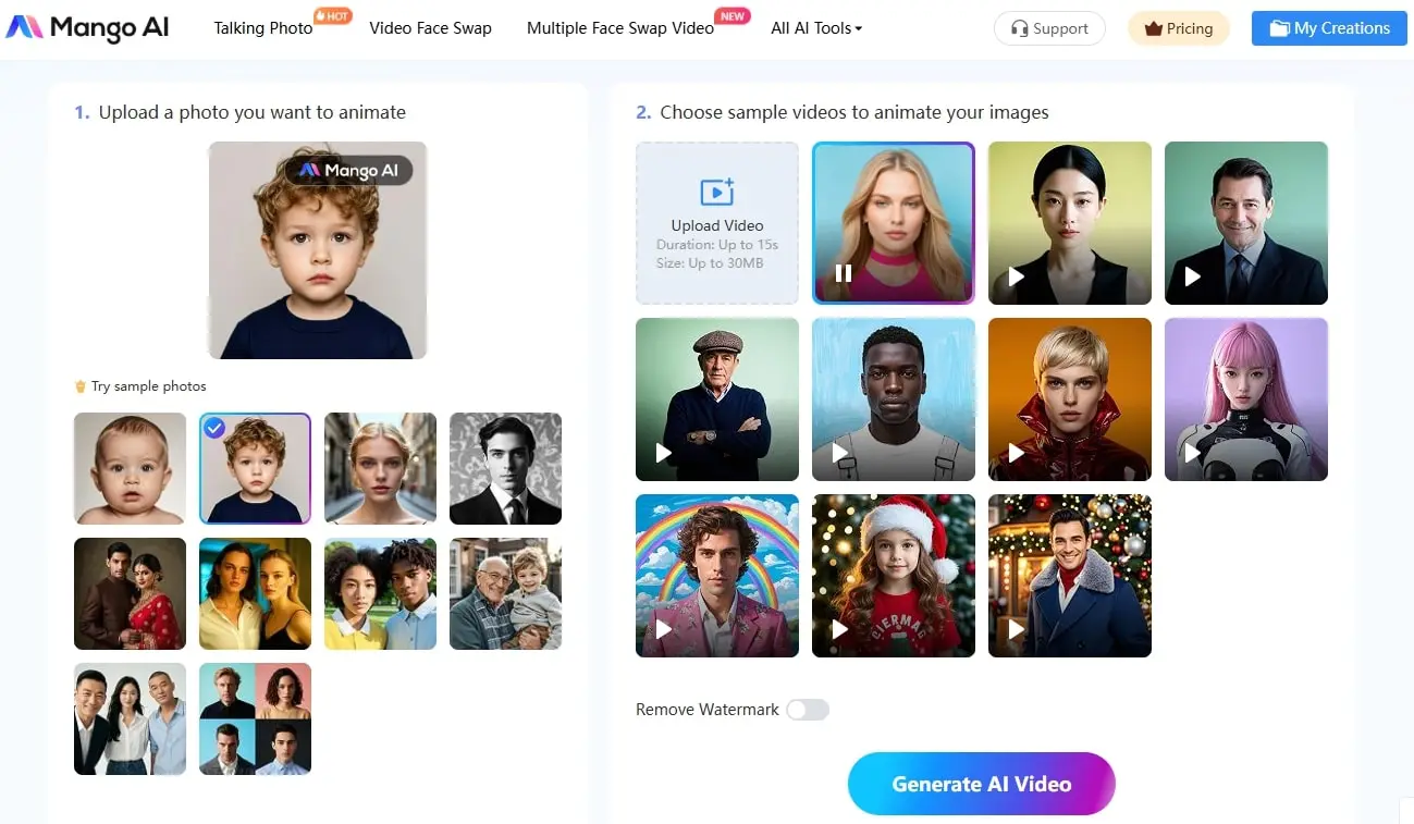 animate a photo by using mango ai 