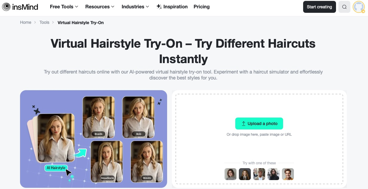 Start by uploading a high-quality photo for accurate hairstyle previews.
