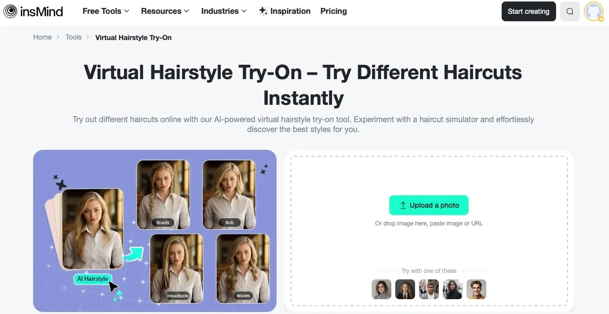 Start by uploading a high-quality photo for accurate hairstyle previews.