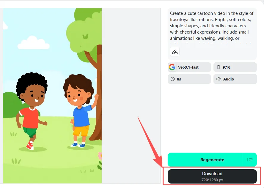Download your generated video with ease after creation on insMind.