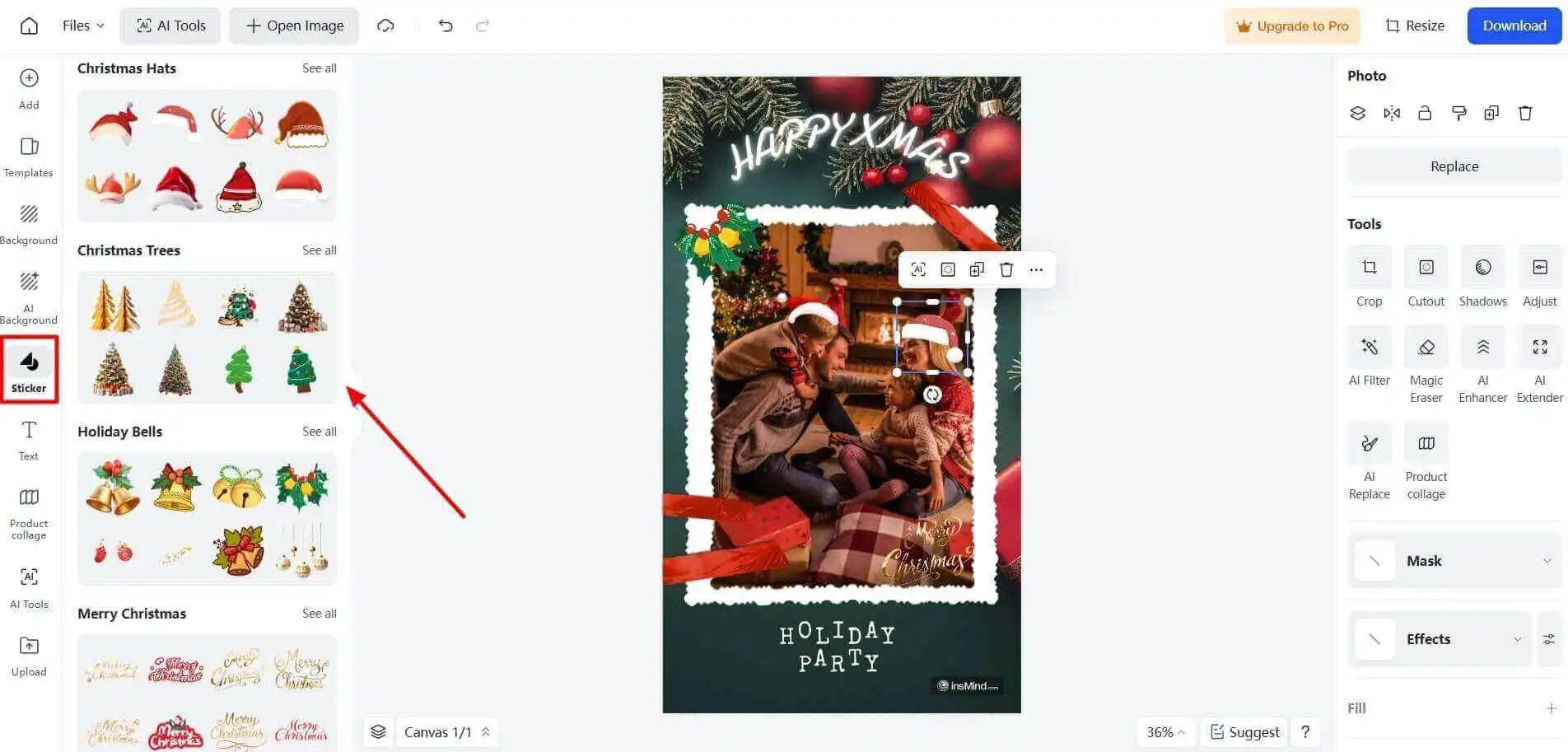  add a sticker to your Christmas Card