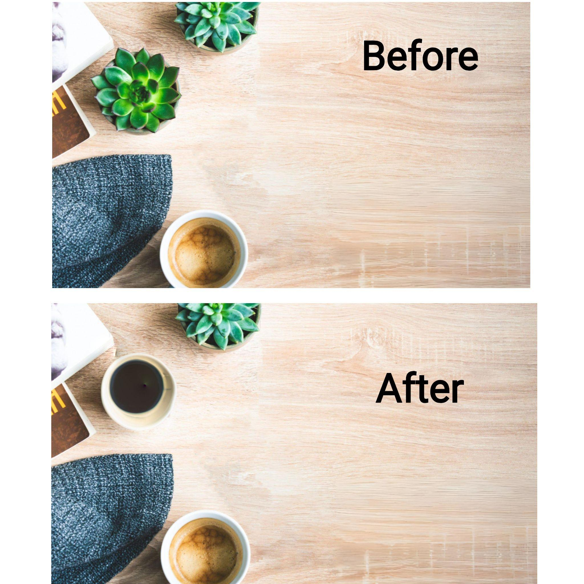 Demonstration image showing a photo before and after Removing Unwanted Objects using the insMind tool