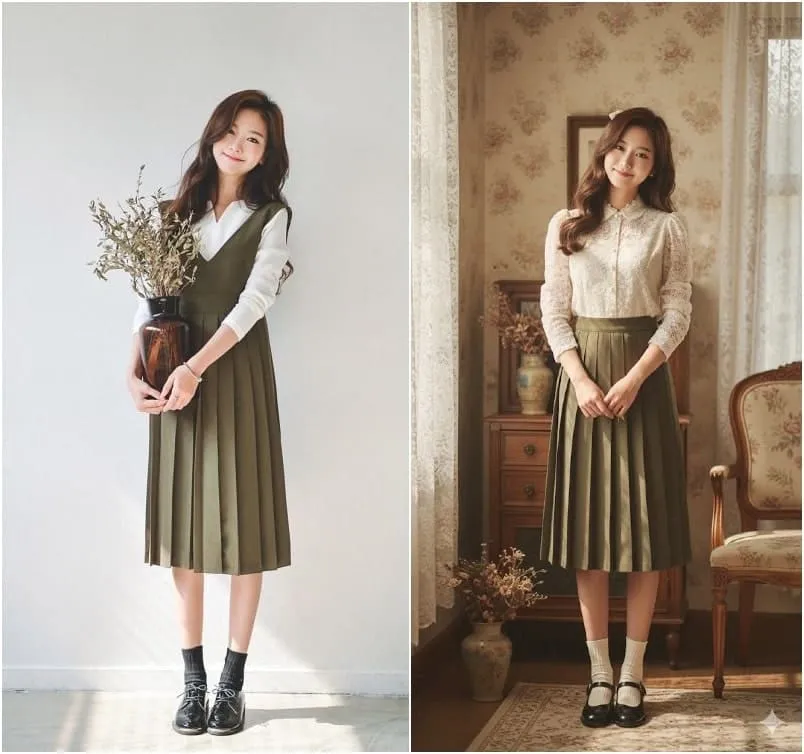 A 1950s-style portrait of a young woman generated by insMind