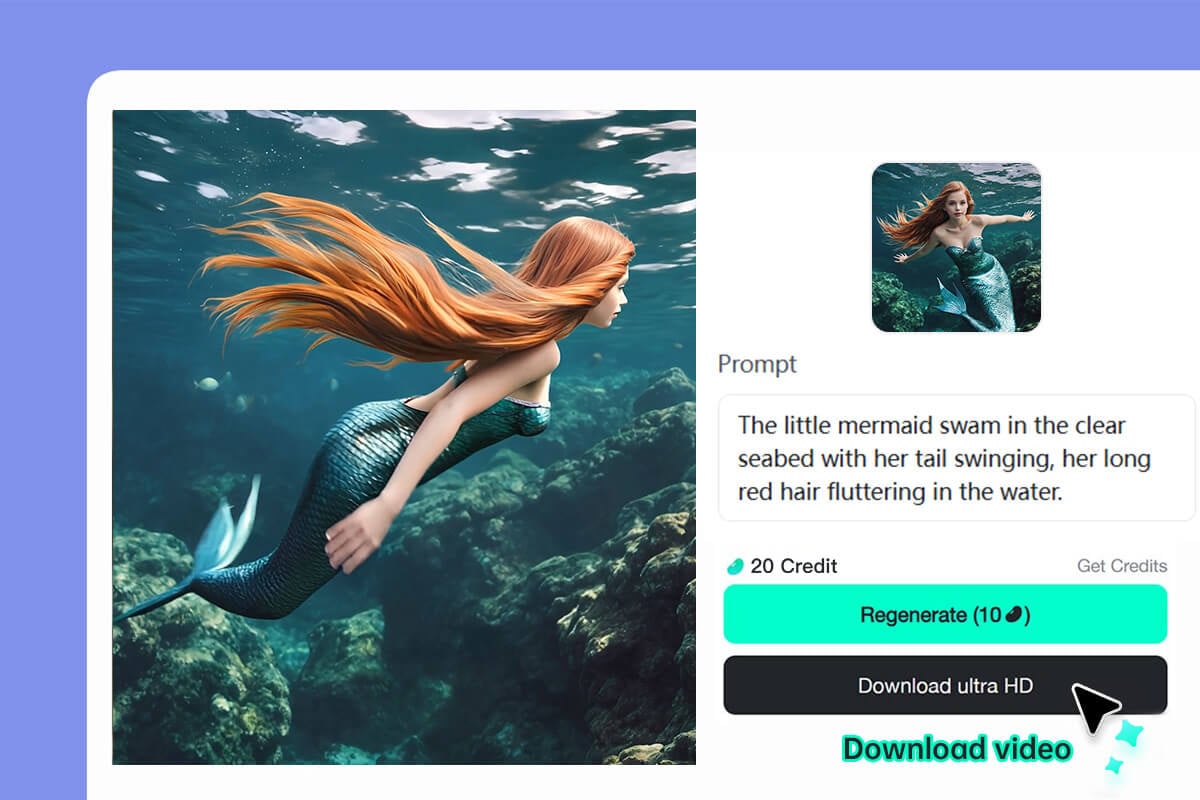 convert mermaid photo into video
