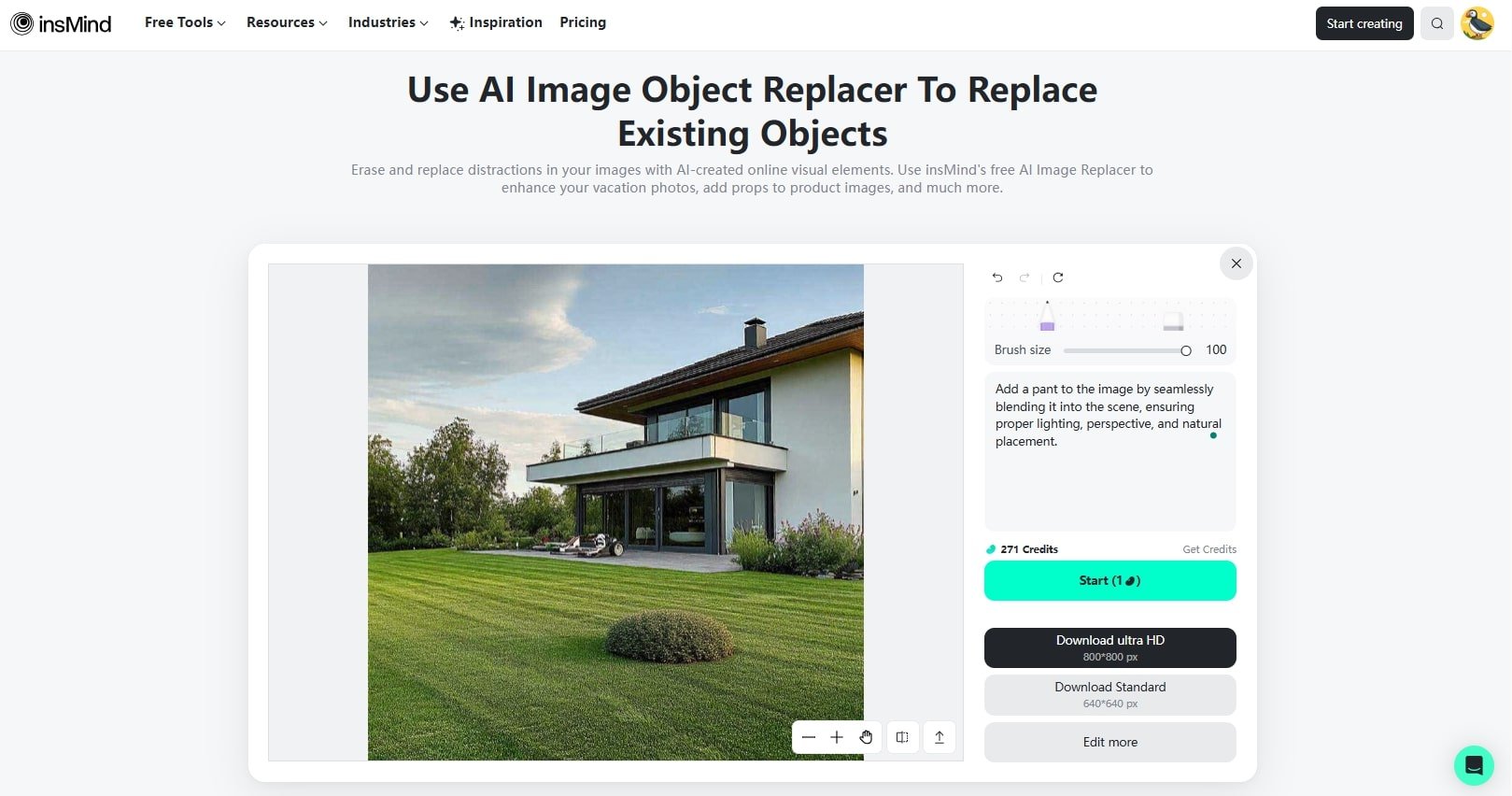 insMind's ai image object replacer