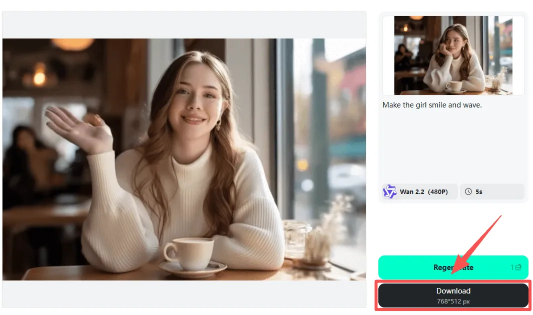 Download Interface Download your generated video with ease after creation on insMind.