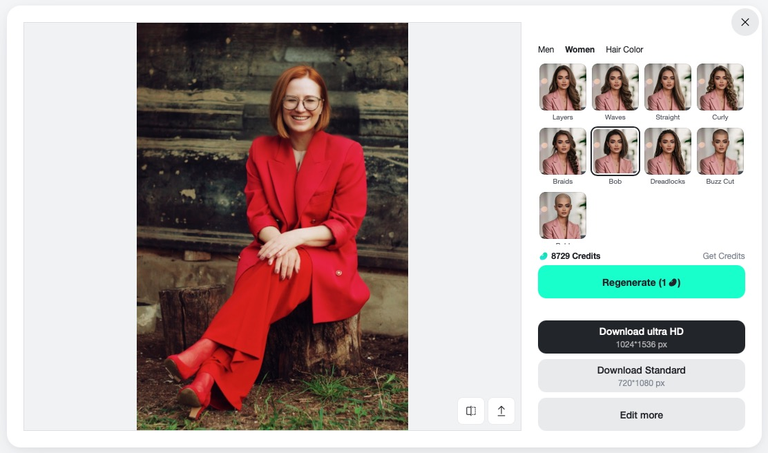 Save your short hair makeover and share your transformation with friends online.