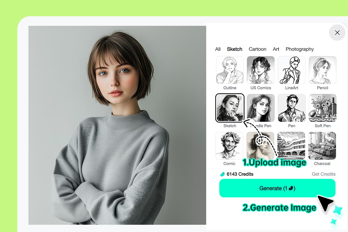 Step 2: Apply the "Sketch” effect and Generate