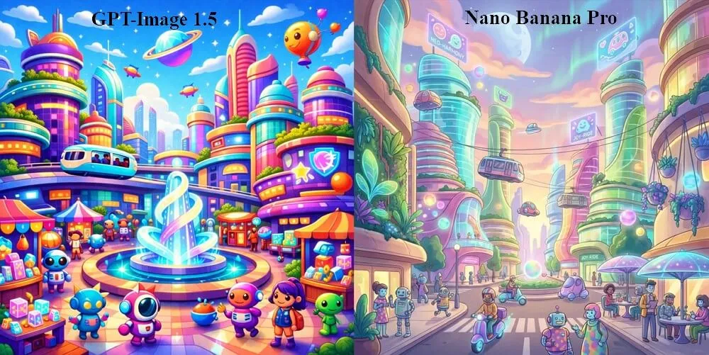 Nano Banana Pro vs GPT Image 1.5 in social media concept art Nano Banana Pro vs GPT Image 1.5 in social media concept art