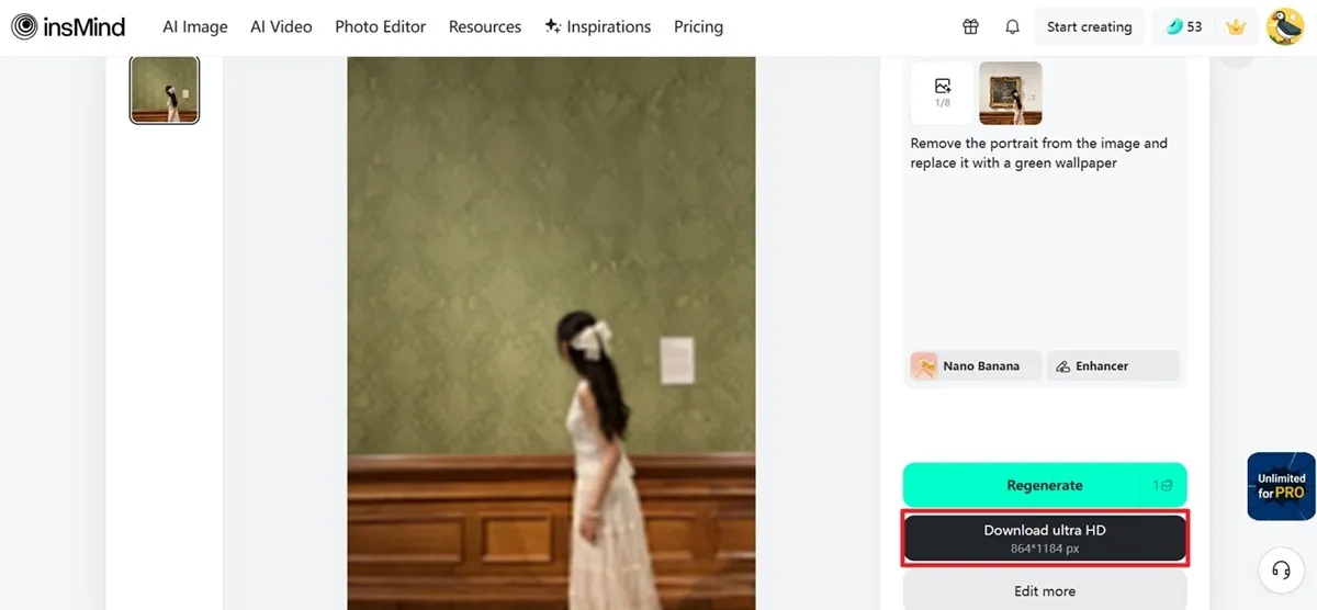 Highlights how Nano Banana is used inside insMind compared with the Seedream 4.0 workflow.