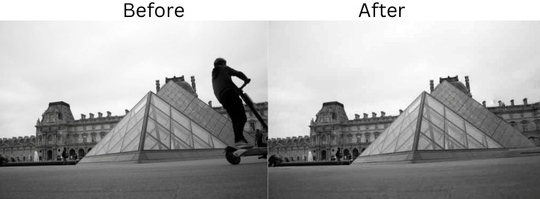 Effortlessly erase unwanted strangers or people from group, tourist, or personal photos.