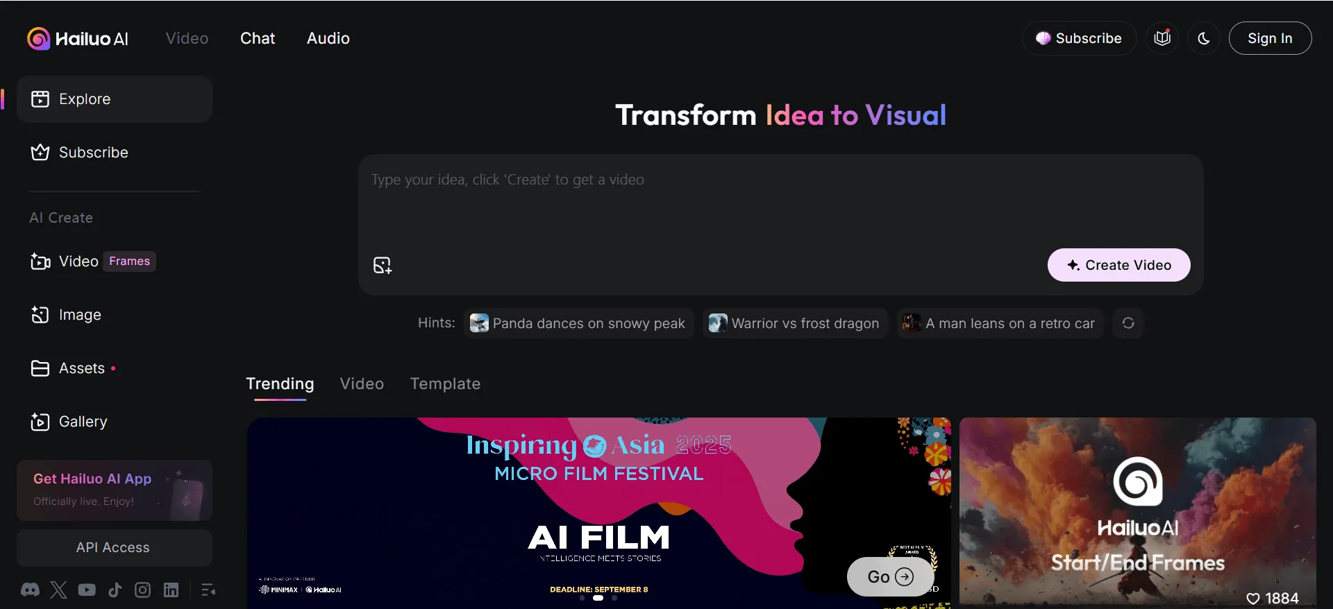Hailuo AI provides rapid video creation for social media and marketing, with multi-language support.