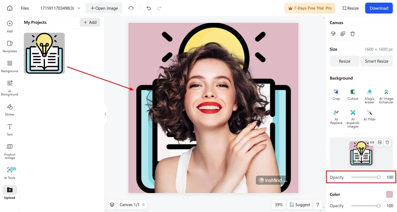 Screenshot that shows how to add another image and blend the two together