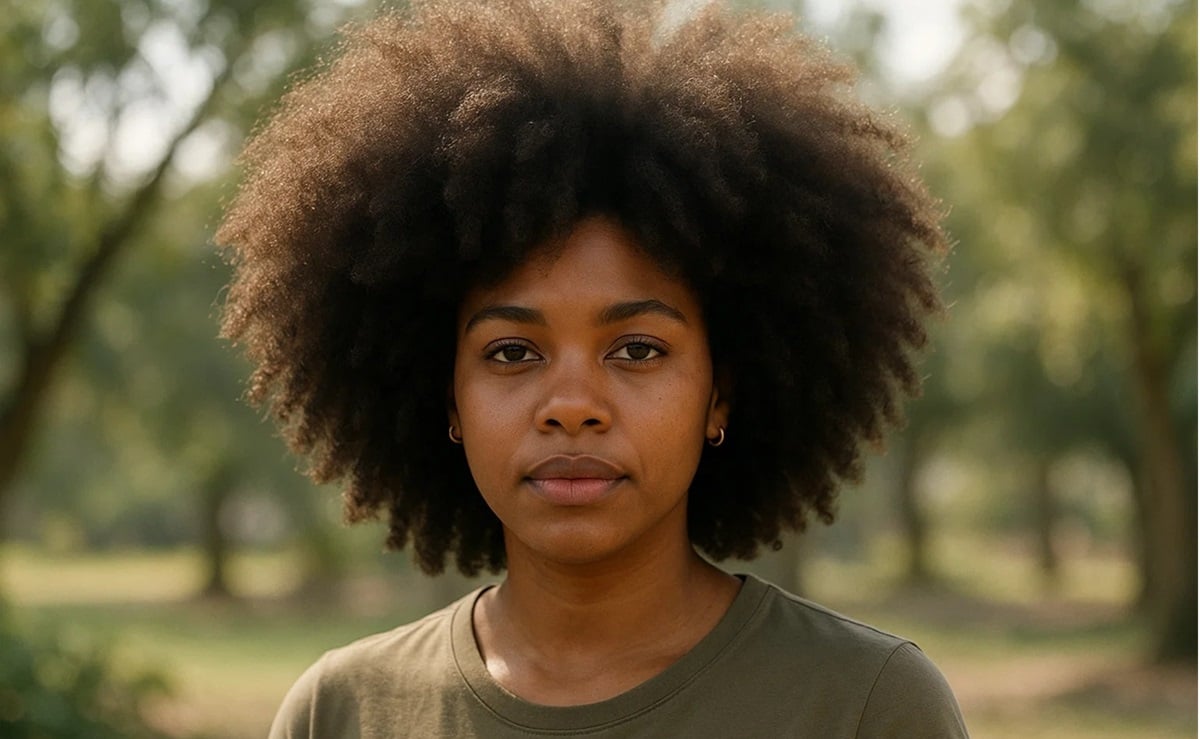Natural daylight Afro ladies hairstyle with defined curls See how Afro hairstyles for women look stunning under natural daylight with soft highlights.