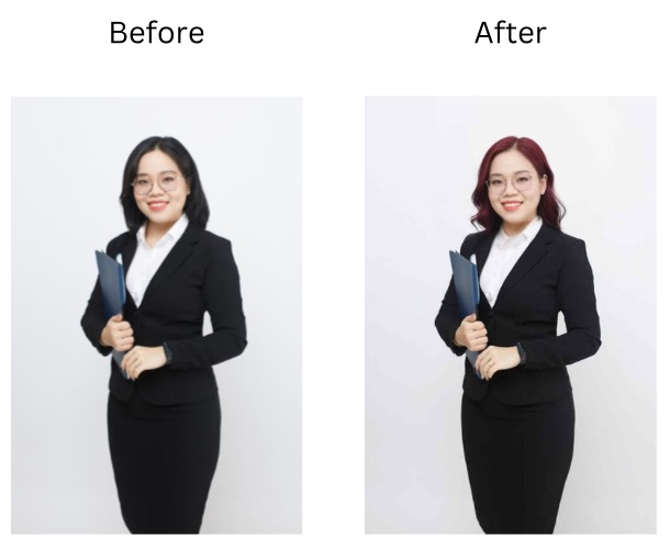 See the difference between your original hair and the new virtual shade.