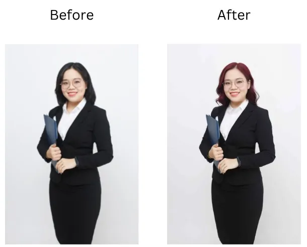 See the difference between your original hair and the new virtual shade.