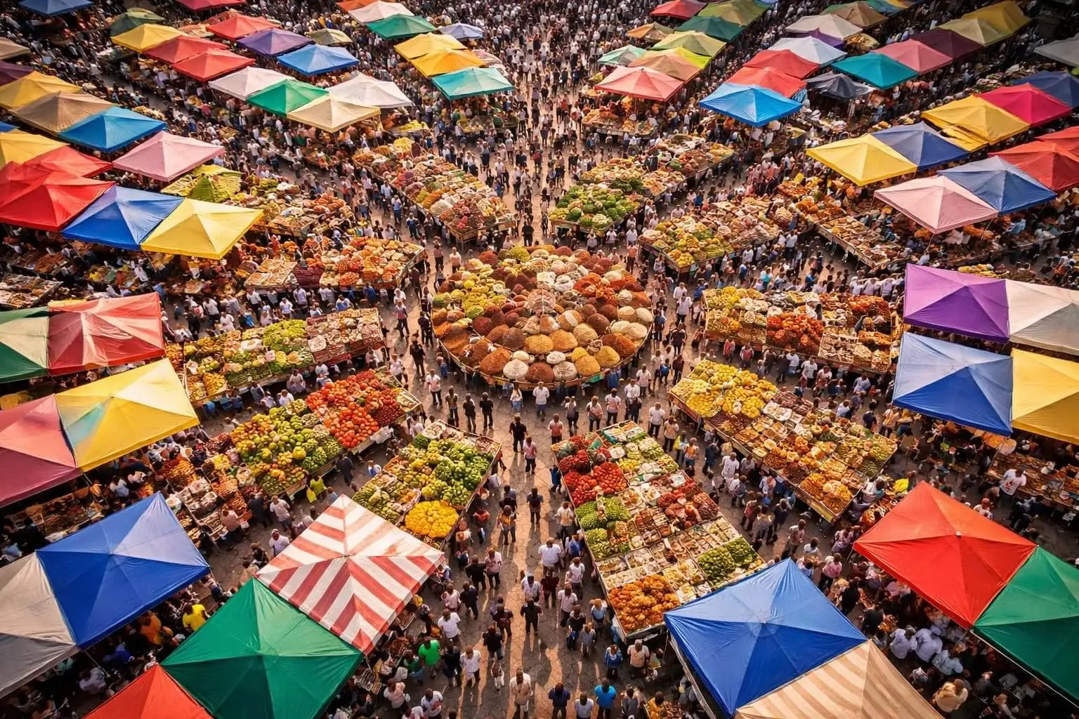 birdseye view of crowded marketplace generated by gpt image 1.5