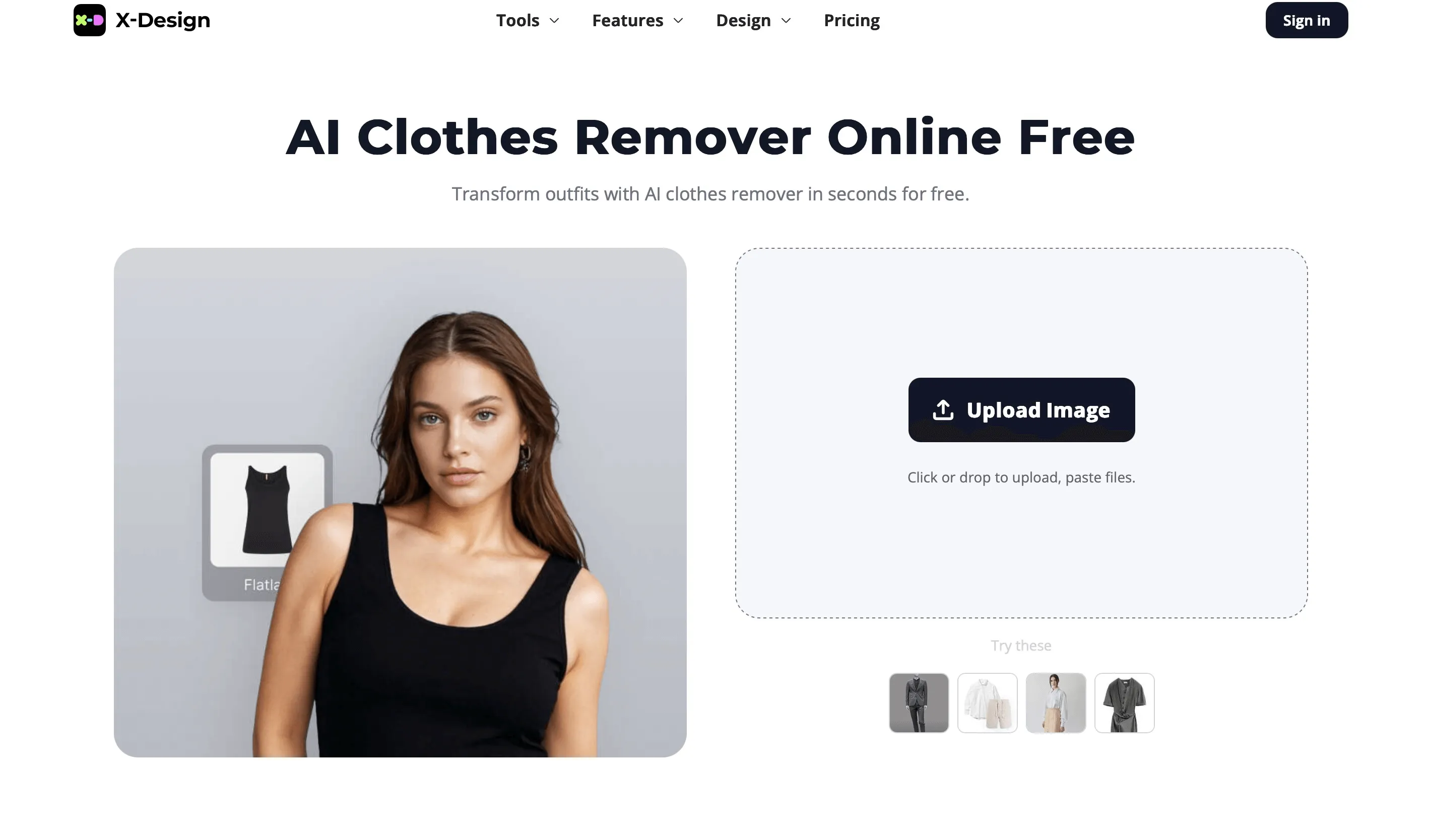 Ideal for e-commerce, quickly preview new outfits using preset templates on models.