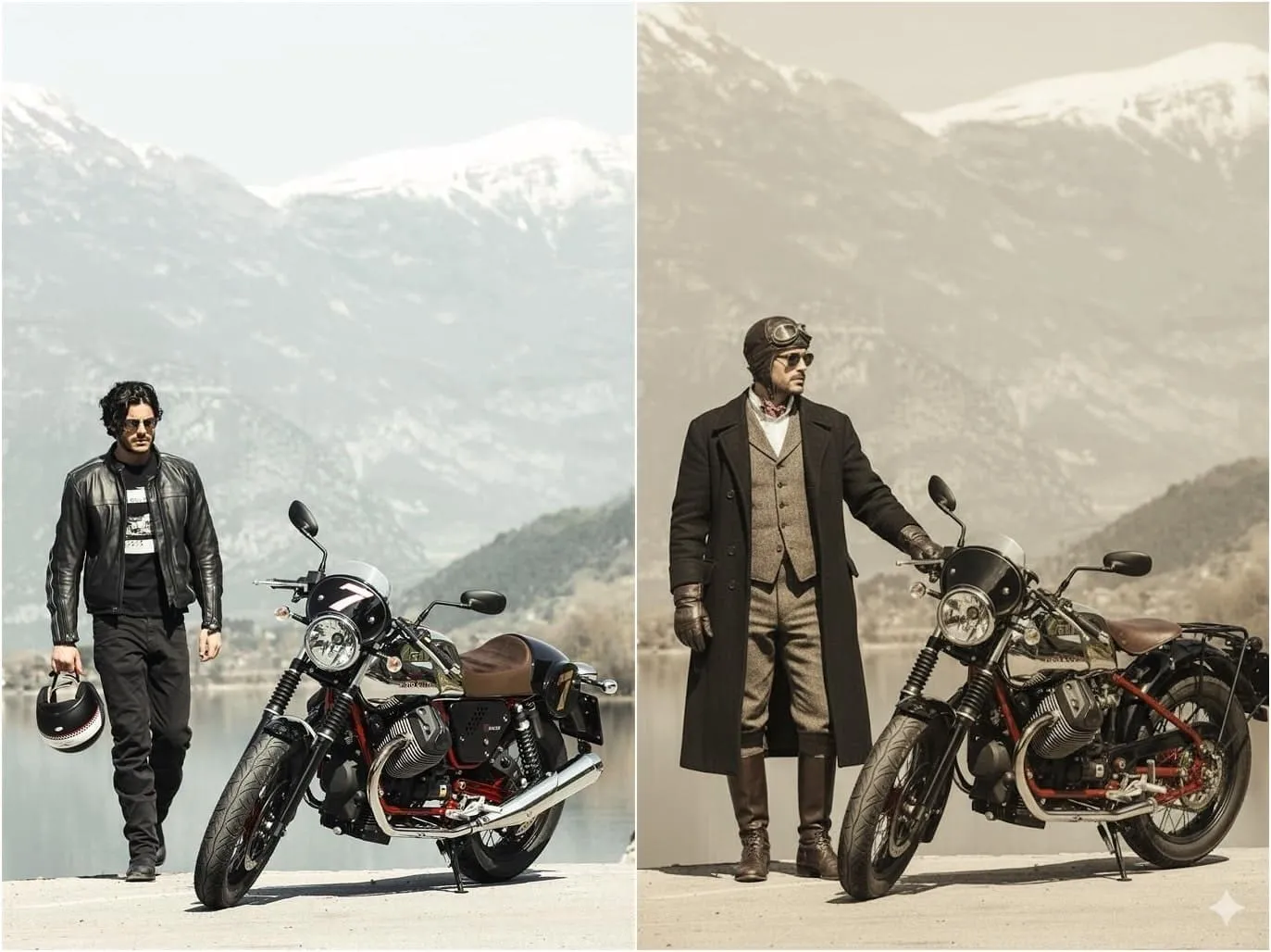 An early 1900s adventurer with his motorcycle generated by insMind