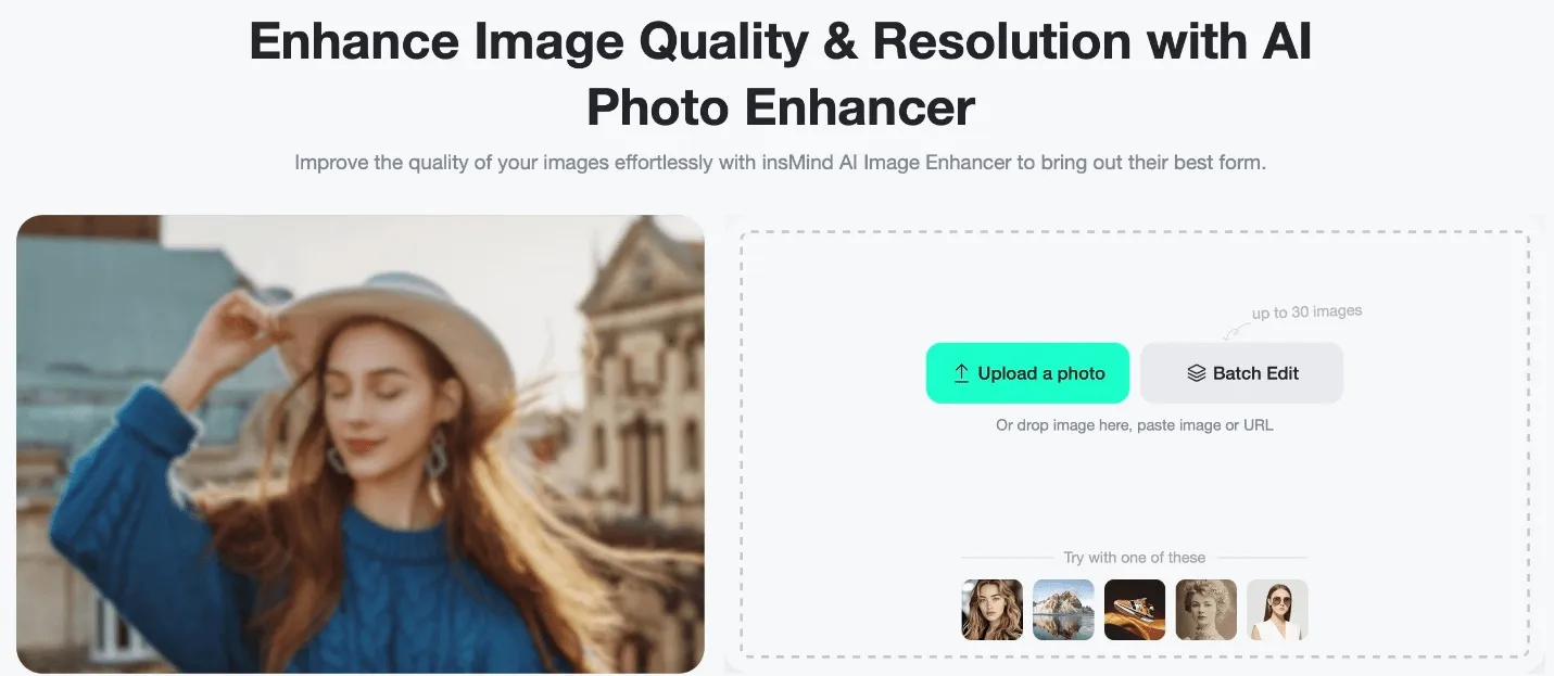 Instantly access insMind’s AI image enhancer online without software installation or downloads.
